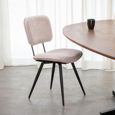 LABEL51 Eetkamerstoel Liva - Naturel - Elite - Zwart Metalen Frame