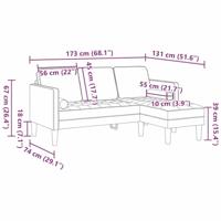 Bank 3-zits L-vormig 160 cm stof taupe - thumbnail