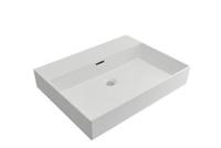 Wastafel Hangend Plieger Kansas 60x45cm Keramiek met Overloop Mat Wit Zonder Kraangat - thumbnail