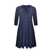 Yoek jurk DOLCE met ruches donkerblauw - thumbnail