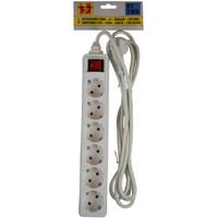 3M Stekkerdoos wit , met schakelaar en randaarde. 6 aansluitingen - thumbnail