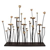 Clayre & Eef Kandelaar 69x15x66 cm Zwart Goudkleurig Ijzer Bloemen - thumbnail