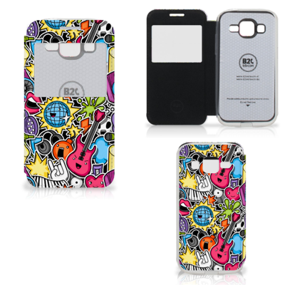 Samsung Galaxy Core Prime Wallet Case met Pasjes Punk Rock Samsung Galaxy Core Prime Wallet Case met Pasjes Punk Rock