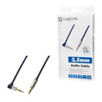 LogiLink CA11300 Jackplug Audio Aansluitkabel 3.00 m Donkerblauw (mat) 90° haaks naar boven - thumbnail