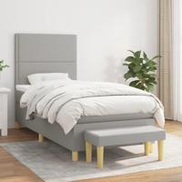 Boxspring met matras stof lichtgrijs 90x190 cm - thumbnail
