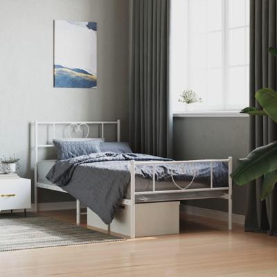 Bedframe met hoofd- en voeteneinde metaal wit 90x200 cm Bedframe met hoofd- en voeteneinde metaal wit 90x200 cm