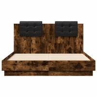 Bedframe met hoofdbord en LED gerookt eikenkleur 120x200 cm - thumbnail