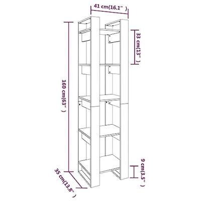 Boekenkast/kamerscherm 41x35x160 cm massief grenenhout wit