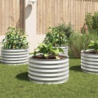 Plantenbak verhoogd 80x80x44 cm gegalvaniseerd staal zilver - thumbnail