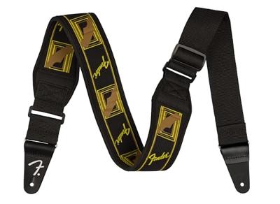 Fender Swell Neoprene Logo Strap Black-Yellow-Brown Mono gitaarband