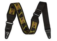 Fender Swell Neoprene Logo Strap Black-Yellow-Brown Mono gitaarband - thumbnail