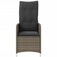 Tuinstoelen 2 st verstelbaar met kussens poly rattan grijs - thumbnail