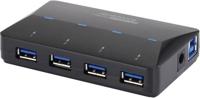 Renkforce 4 poorten USB-hub Met snellaadpoort, Met status-LEDs Zwart - thumbnail