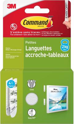 Command fotolijststrip, small, draagvermogen 1,8 kg, wit, blister van 8 stuks