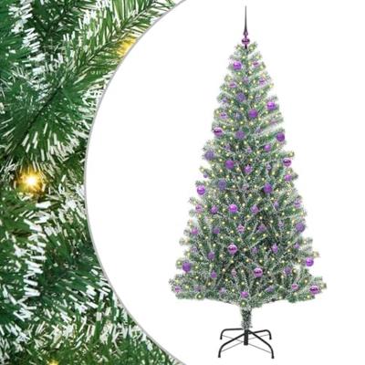 VidaXL Kunstmatige kerstboom sneeuw gevlochten met led licht 210 cm