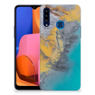 Samsung Galaxy A20s | TPU | Siliconen hoesje | Marble Blue Gold