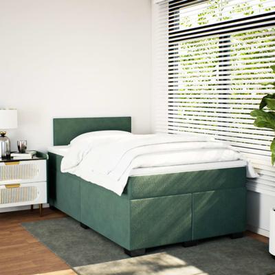 Boxspring met matras fluweel donkergroen 120x200 cm - thumbnail
