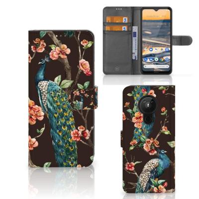 Nokia 5.3 | Telefoonhoesje | Met pasjeshouder | Pauw met Bloemen Nokia 5.3 | Telefoonhoesje | Met pasjeshouder | Pauw met Bloemen