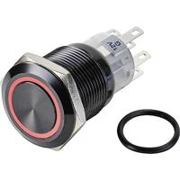 TRU COMPONENTS TC-9428172 LAS1-AGQ-22E/R/12V/A Druktoets 250 V/AC 3 A 2x uit/(aan) Moment Rood (Ø) 19 mm IP65 1 stuk(s) - thumbnail