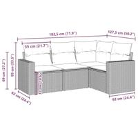 4-delige Loungeset met kussens poly rattan bruin - thumbnail