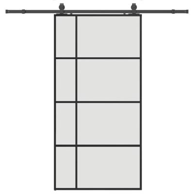 Schuifdeur met beslagset 102,5x205 cm ESG glas zwart