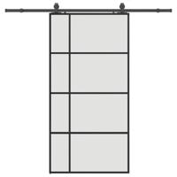 Schuifdeur met beslagset 102,5x205 cm ESG glas zwart - thumbnail