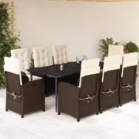 9-delige Tuinset met kussens poly rattan bruin - thumbnail