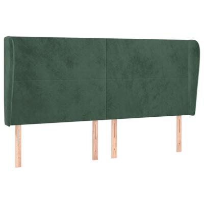 Hoofdbord met randen 163x23x118/128 cm fluweel donkergroen