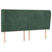 Hoofdbord met randen 163x23x118/128 cm fluweel donkergroen - thumbnail