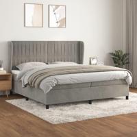 Boxspring met matras fluweel lichtgrijs 200x200 cm - thumbnail