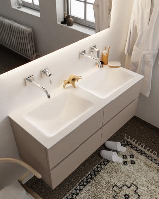Badkamermeubel Mondiaz Vica 120x50x45cm Smoke MDF 4 Lades Softclose Solid Surface Wastafel Cloud Dubbel Zonder Kraangat Badkamermeubel Mondiaz Vica 120x50x45cm Smoke MDF 4 Lades Softclose Solid Surface Wastafel Cloud Dubbel Zonder Kraangat
