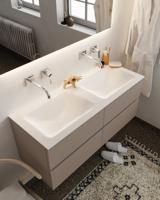 Badkamermeubel Mondiaz Vica 120x50x45cm Smoke MDF 4 Lades Softclose Solid Surface Wastafel Cloud Dubbel Zonder Kraangat - thumbnail