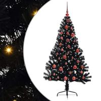 VidaXL Kunstmatig voorverlicht kerstboom met 150 led zwart 150 cm pvc - thumbnail