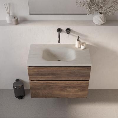 BRAUER Dune Medium wastafel 80 cm met 1 wasbak en 0 kraangaten Sintered Stone Ivory Travertin BRAUER Dune Medium wastafel 80 cm met 1 wasbak en 0 kraangaten Sintered Stone Ivory Travertin