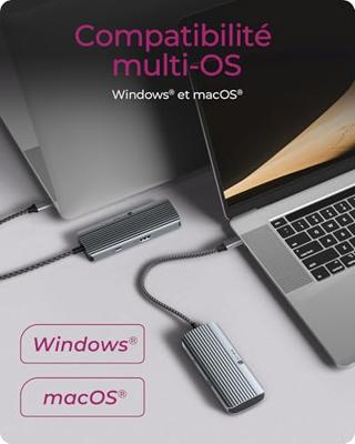 ICY BOX IB-DK4022a-CPD Bedraad USB 3.2 Gen 1 (3.1 Gen 1) Type-C Aluminium, Zilver