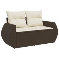 8-delige Loungeset met kussens poly rattan bruin - thumbnail