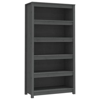 Boekenkast 80x35x154 cm massief grenenhout grijs