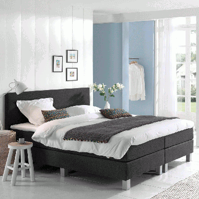Dreamhouse - Falco Comfort Boxspring - Lederlook Zwart - 80 x 210 / zonder montage
