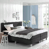 Dreamhouse - Falco Comfort Boxspring - Lederlook Zwart - 80 x 210 / zonder montage - thumbnail
