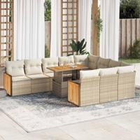 11-delige Tuinset met kussens poly rattan acacia beige - thumbnail