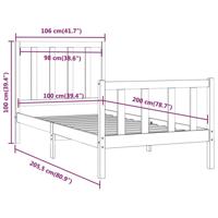 Bedframe massief hout wit 100x200 cm - thumbnail