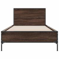 Bedframe bewerkt hout en metaal bruin eikenkleurig 100x200 cm - thumbnail