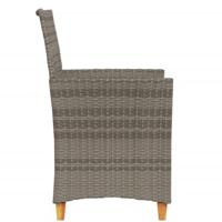 Tuinstoelen 2 st met kussens poly rattan en massief hout grijs - thumbnail
