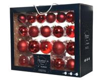 Decoris kerstballen set Glas 42st kerstrood 5-6-7cm - thumbnail