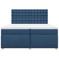 Boxspring met matras stof blauw 200x200 cm - thumbnail