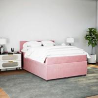Boxspring met matras fluweel roze 160x200 cm - thumbnail