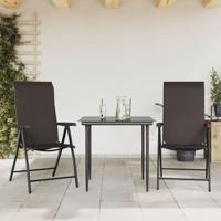 Tuinstoelen 2 st inklapbaar poly rattan zwarte koffiekleur - thumbnail
