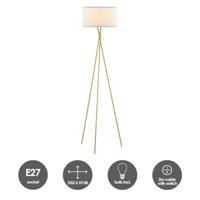 Moderne Vloerlamp - Metalen Staande lamp met wit stoffen Lampenkap - 53/53/138cm - Inclusief LED E27 Lichtbron 9W 806Lm - met Voetschakelaar - voor Woonkamer en Slaapkamer - thumbnail