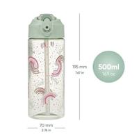 Baagl Regenboog Drinkfles 500ml met Rietje - thumbnail