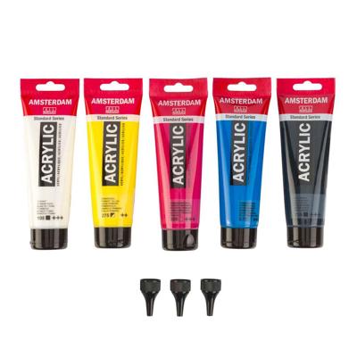 Bruynzeel Amsterdam standard series acrylverf primaire set 120ml, 5dlg. + 3 doseertuiten